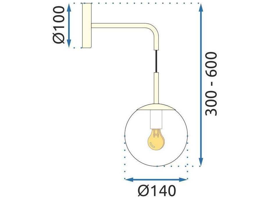 Nástěnné svítidlo LIMP - zlaté/čiré