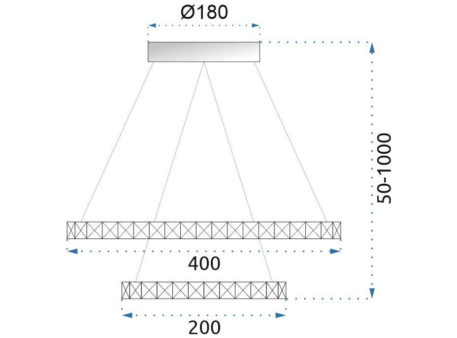 Stropní LED svítidlo VEGAS - 38W - kruhy 20+40 cm + ovladač