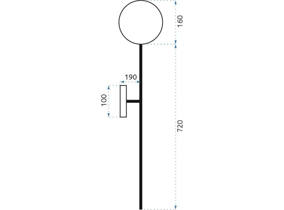 Nástěnné svítidlo TORCH 90 cm - černé