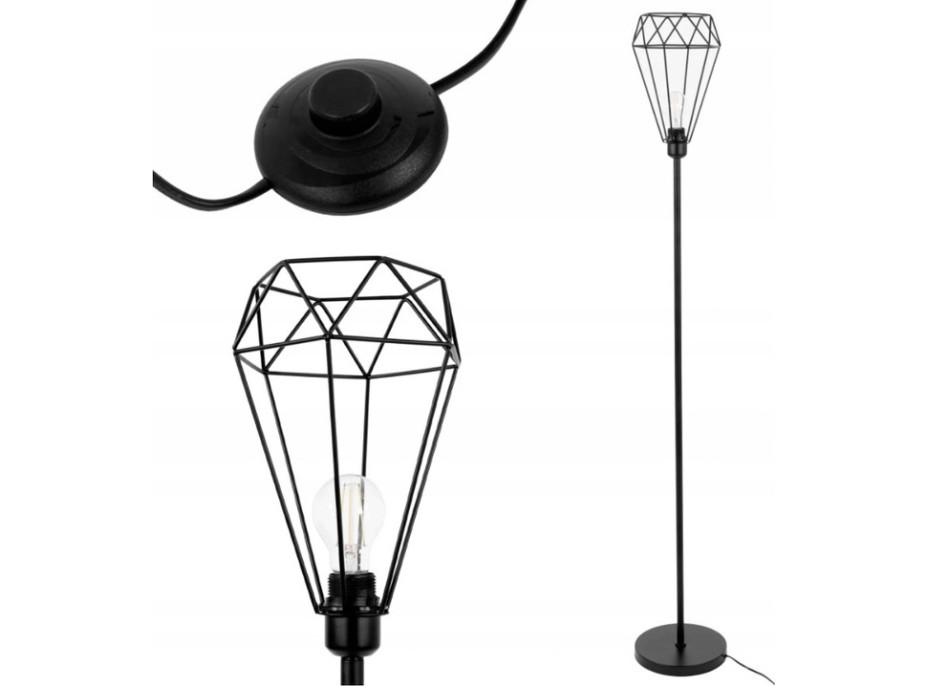 Stojací lampa DIAMOND - rovná - černá