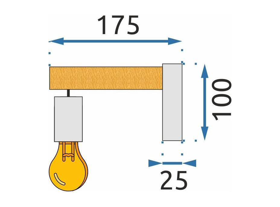 Nástěnné svítidlo CABLE - dřevo/kov - černé