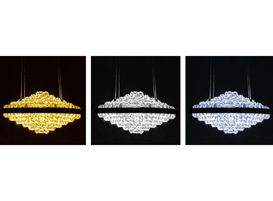 Stropní LED křišťálové svítidlo KORDILLER - 112W - chromové - s ovladačem