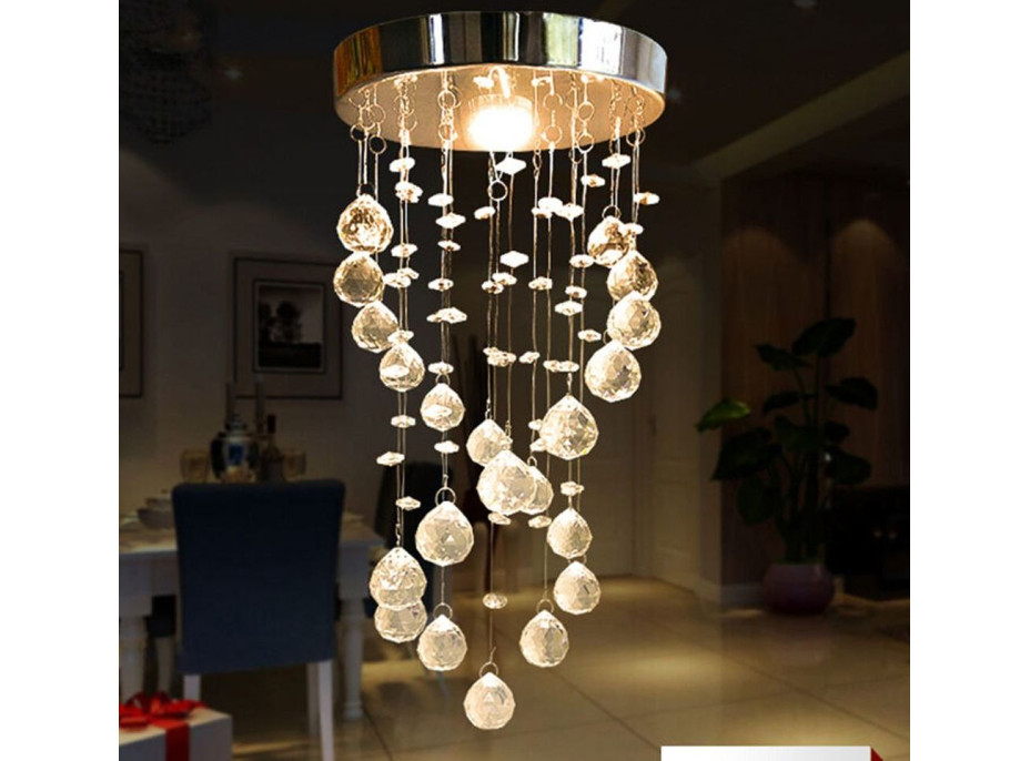 Stropní křišťálové svítidlo CRYSTAL helix - 55 cm - chromové