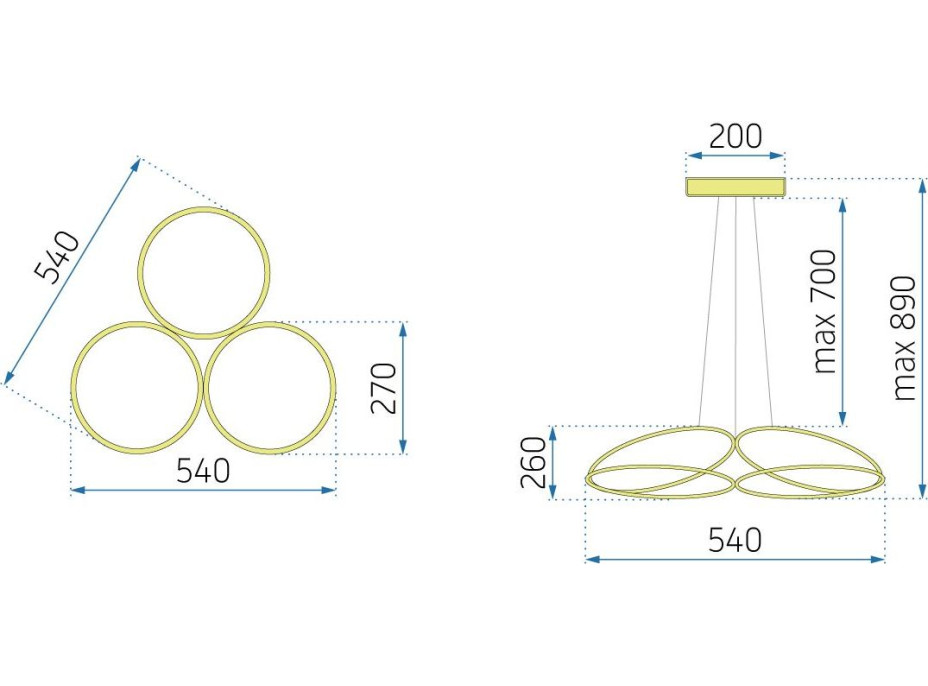 Stropní LED svítidlo HALO 120W - zlaté + ovladač