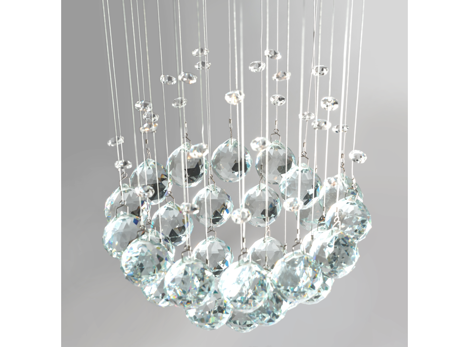 Stropní křišťálové svítidlo CRYSTAL string - 44 cm - chromové