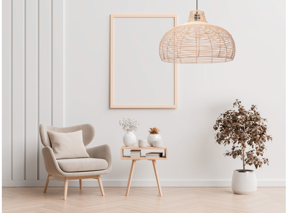 Stropní svítidlo BOHO big bulb - bambusové/černé