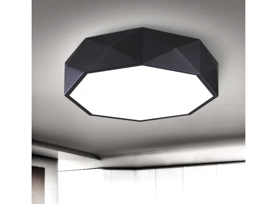Stropní svítidlo COLE diamond - 40x40x8 cm - černé