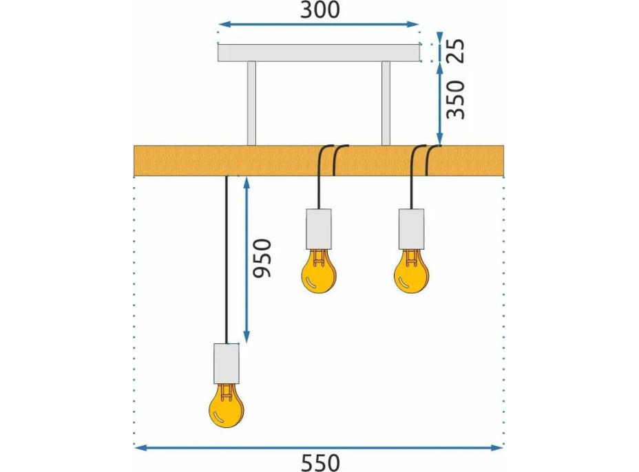 Stropní svítidlo TIEDROPE 3 - dřevo