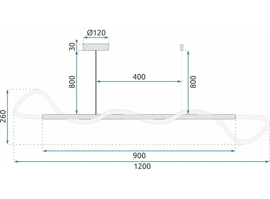 Stropní LED svítidlo CURVE maxi - 60W - chromové