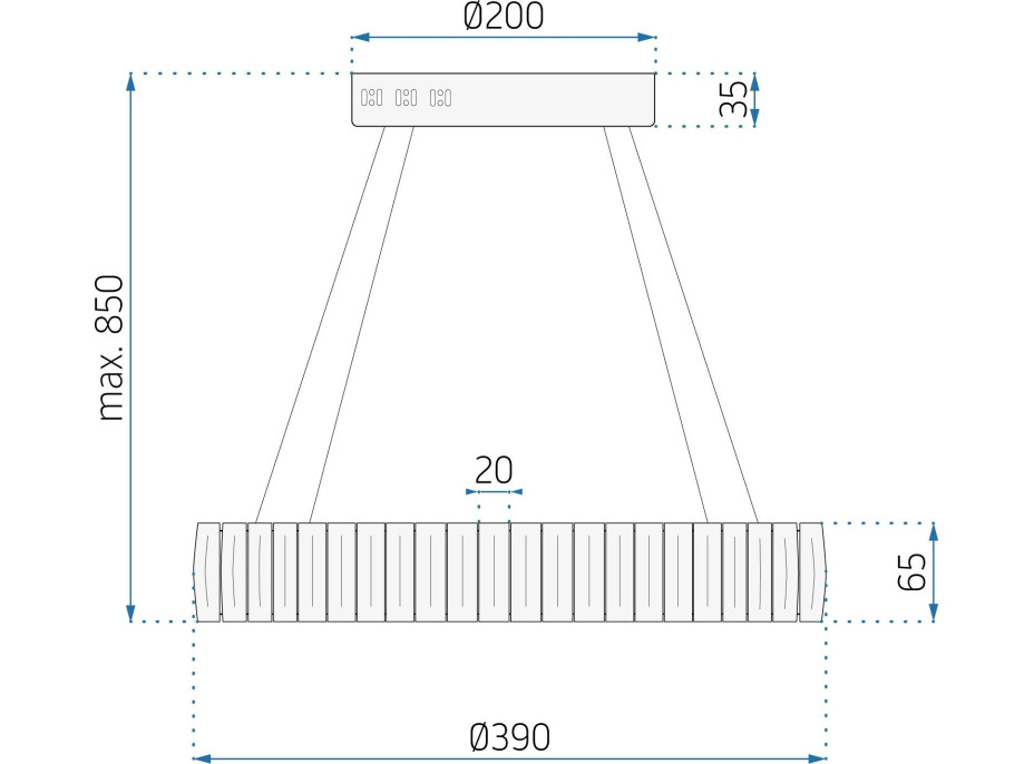 Stropní LED křišťálové svítidlo DING - 40W - chromové - s ovladačem