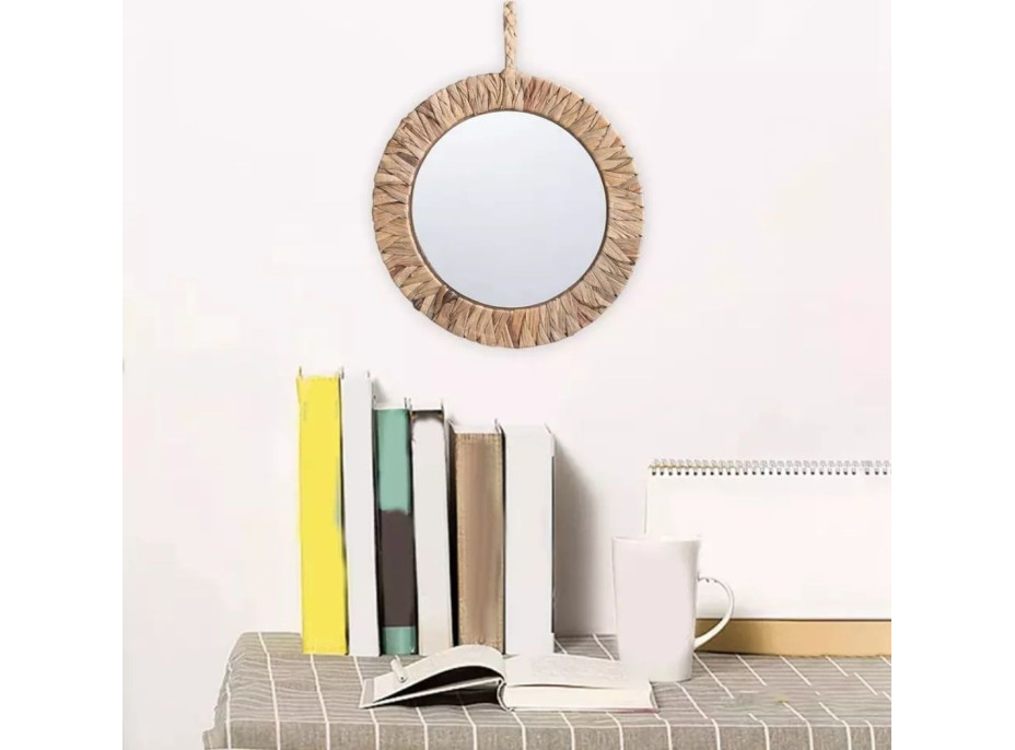 Kulaté zrcadlo BOHO 35 cm - bambusový rám