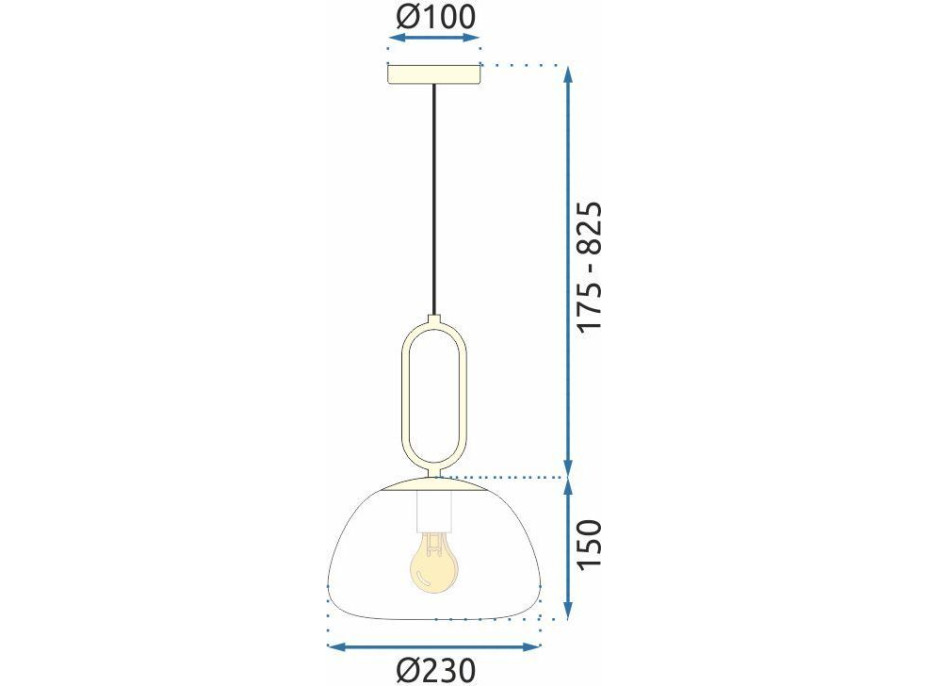 Stropní svítidlo ORING flat - kov/sklo - zlaté