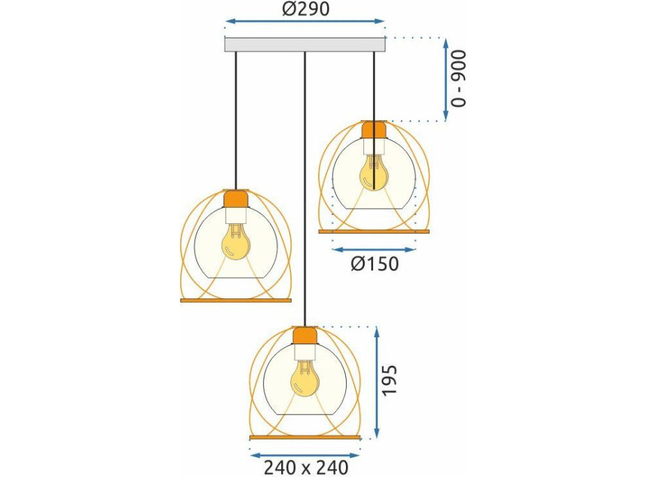 Stropní svítidlo CIRCLE CAGE 3 - kov/sklo - zlaté/černé