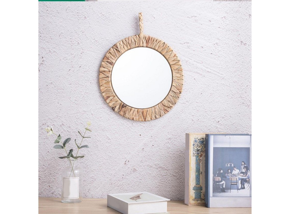 Kulaté zrcadlo BOHO 35 cm - bambusový rám