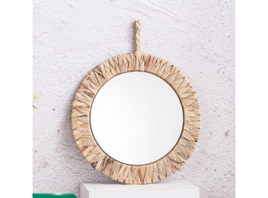 Kulaté zrcadlo BOHO 35 cm - bambusový rám