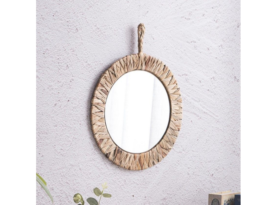 Kulaté zrcadlo BOHO 35 cm - bambusový rám