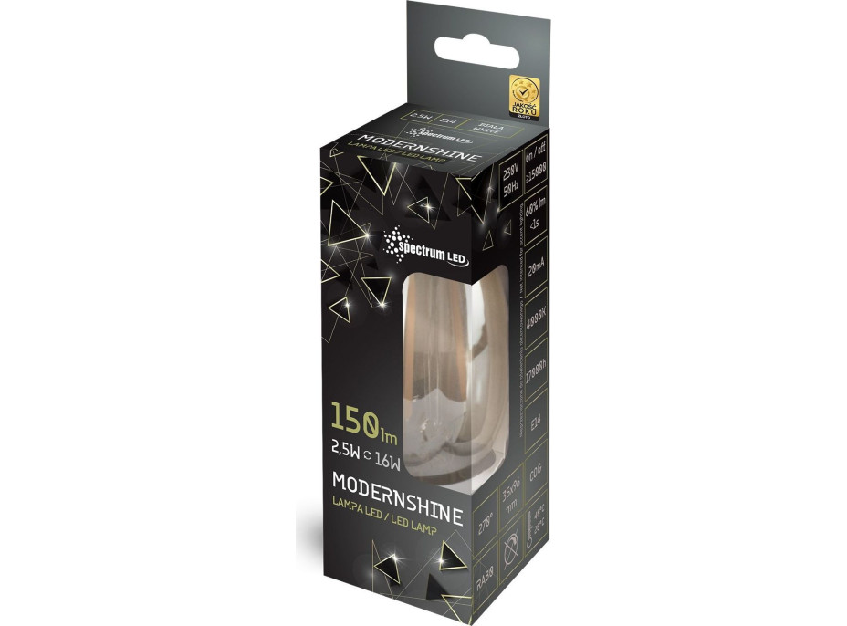Žárovka E14 - LED retro Edison - kouřové sklo - 2,5W - 150lm - 4000K