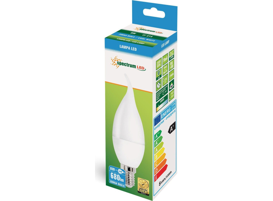 Žárovka E14 - LED candle - 8W - 710lm - 6000K