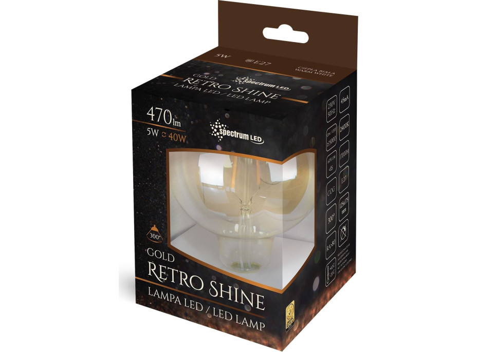 Žárovka E27 - LED retro Edison - 5W - 470lm - 2400K