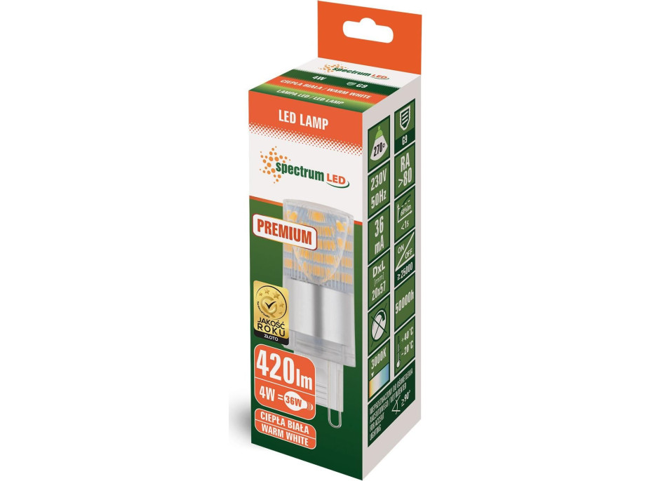 Žárovka G9 - LED - 4W - 440lm - 2700K