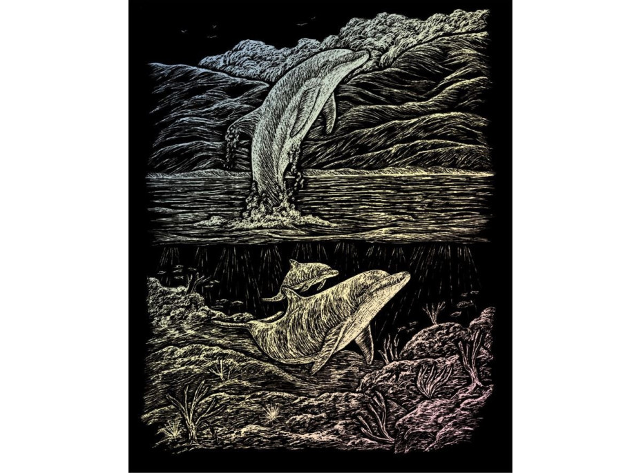 ROYAL & LANGNICKEL Holografický škrabací obrázek Zátoka delfínů