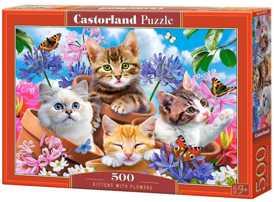 CASTORLAND Puzzle Koťátka s květinami 500 dílků