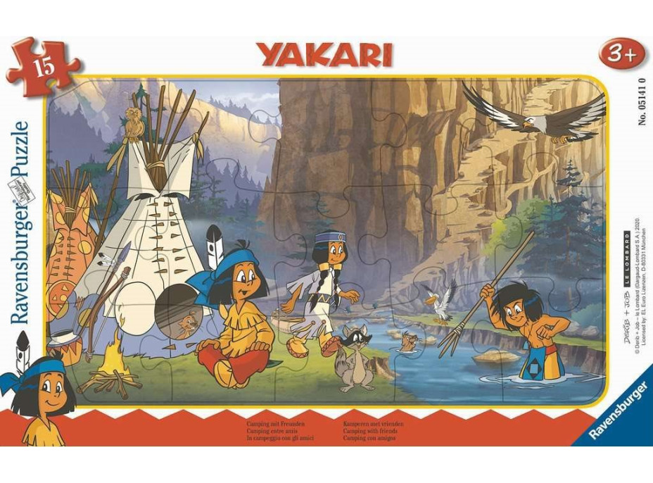 RAVENSBURGER Puzzle Yakari: Kempování s přáteli 15 dílků
