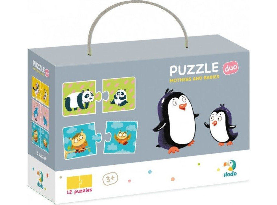 DODO Puzzle Zvířecí maminky a mláďátka 12x2 dílky