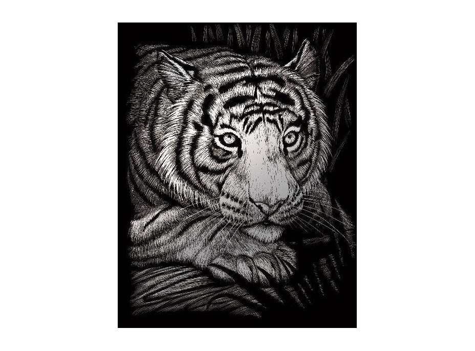 ROYAL & LANGNICKEL Stříbrný škrabací obrázek Číhající tygr