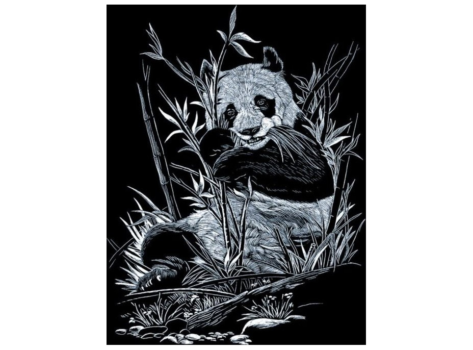 Stříbrný škrabací obrázek Panda