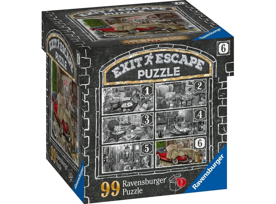 RAVENSBURGER Únikové EXIT puzzle Strašidelné sídlo 6: V garáži 99 dílků