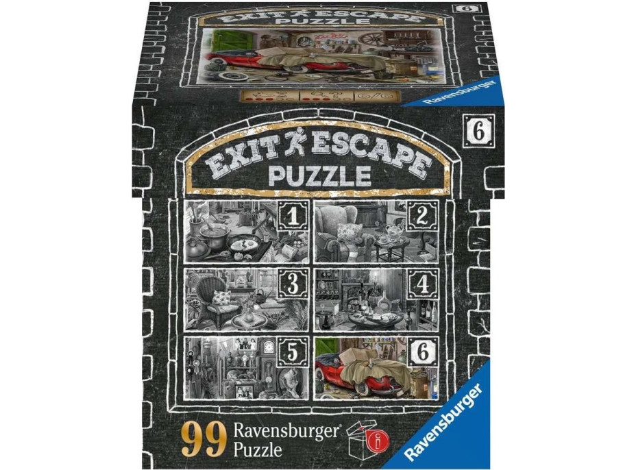 RAVENSBURGER Únikové EXIT puzzle Strašidelné sídlo 6: V garáži 99 dílků