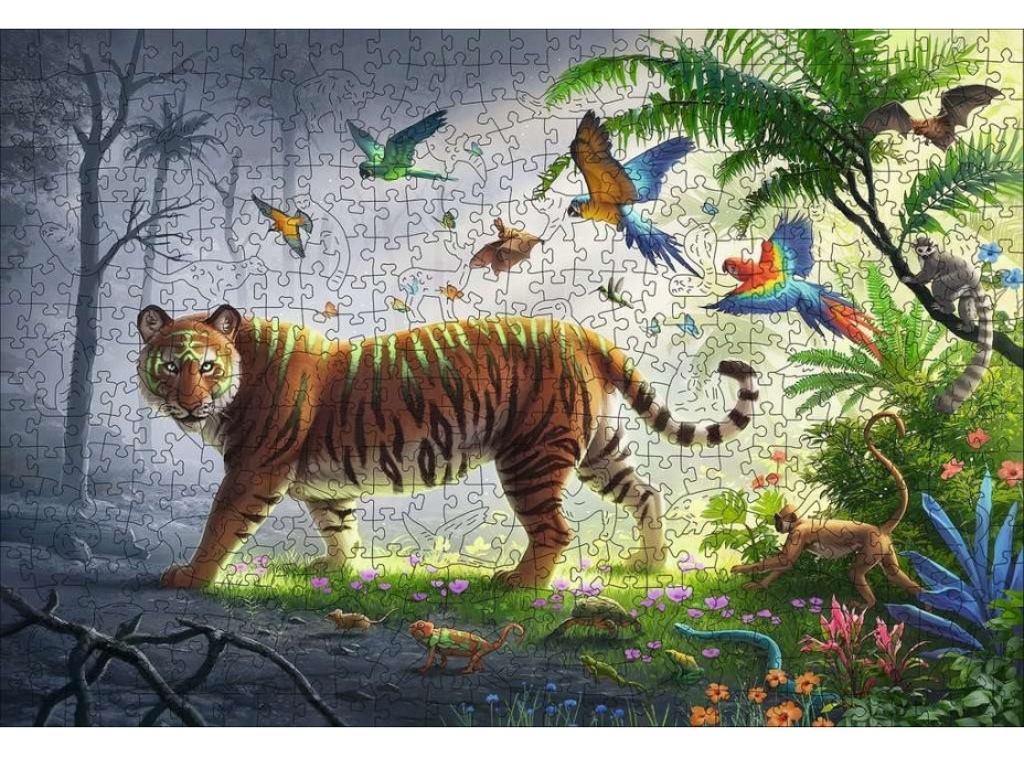 RAVENSBURGER Dřevěné puzzle Tygr v džungli 500 dílků