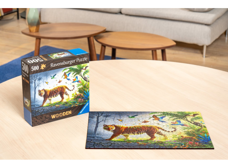 RAVENSBURGER Dřevěné puzzle Tygr v džungli 500 dílků