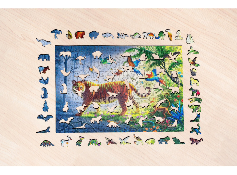 RAVENSBURGER Dřevěné puzzle Tygr v džungli 500 dílků