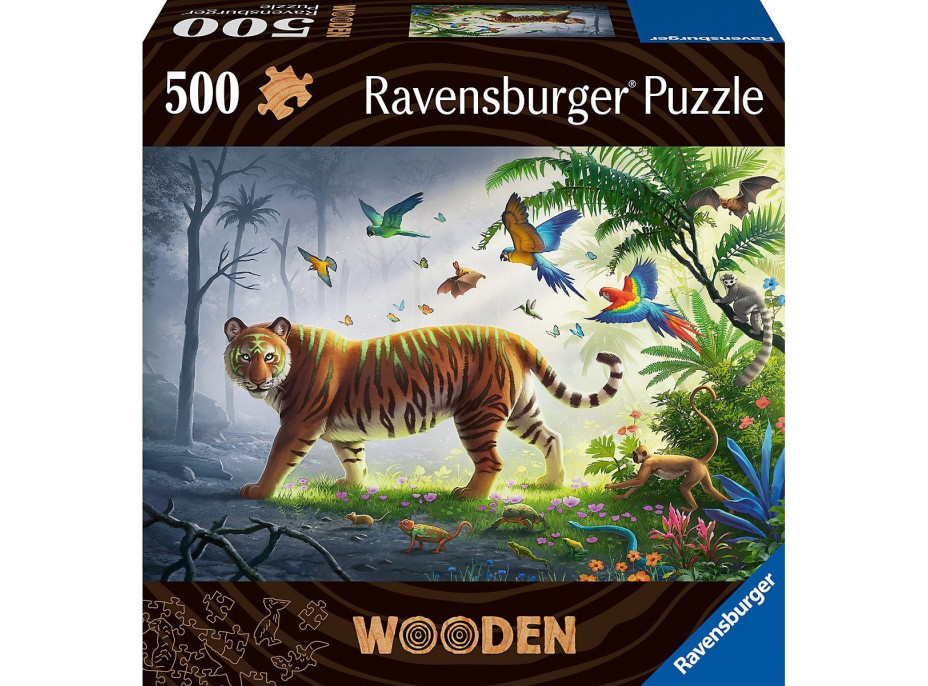 RAVENSBURGER Dřevěné puzzle Tygr v džungli 500 dílků