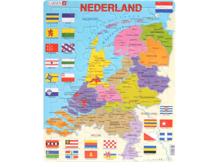 LARSEN Puzzle Nizozemsko - politická mapa 48 dílků
