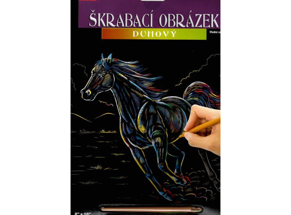 ARTLOVER Škrabací obrázek duhový Běžící kůň 20x25cm