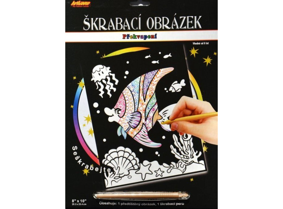 ARTLOVER Škrabací obrázek s překvapením Veselá rybka 20x25cm