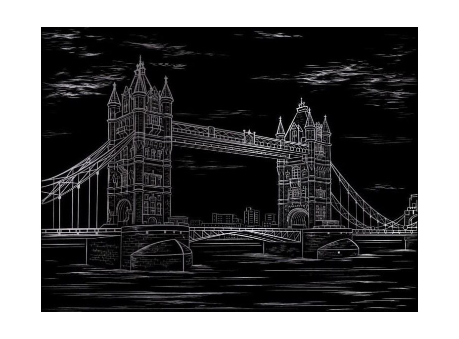 ARTLOVER Škrabací obrázek stříbrný Tower Bridge 20x25cm