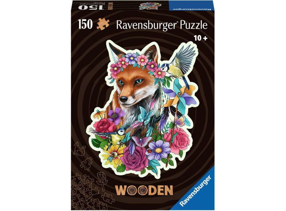 RAVENSBURGER Dřevěné obrysové puzzle Barevná liška 150 dílků