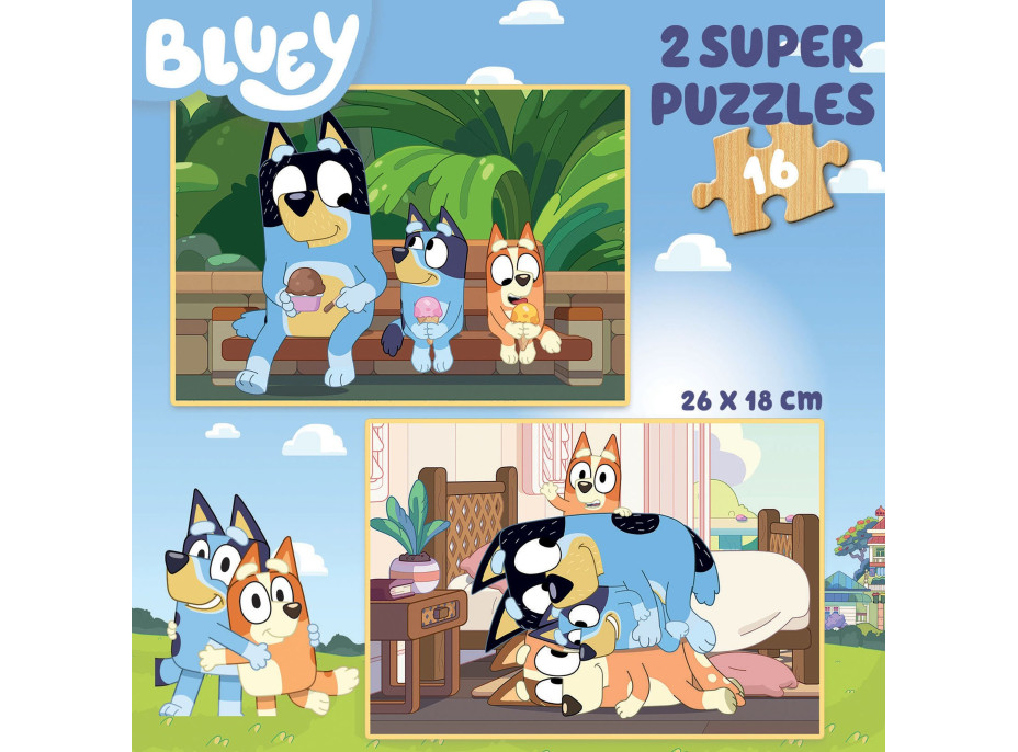 EDUCA Dřevěné puzzle Bluey 2x16 dílků