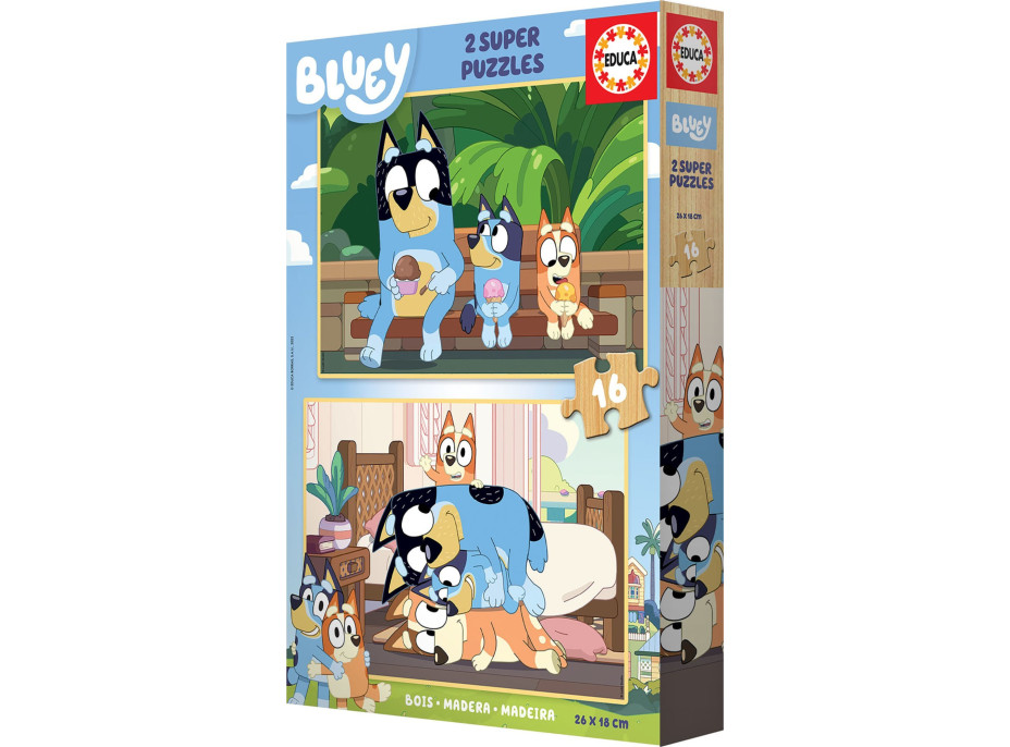 EDUCA Dřevěné puzzle Bluey 2x16 dílků