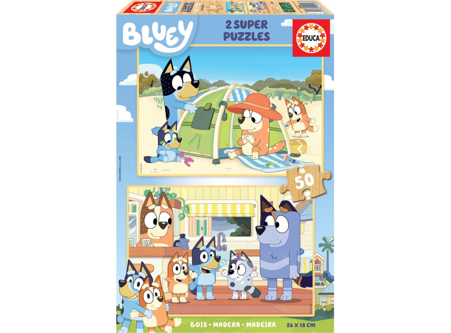 EDUCA Dřevěné puzzle Bluey 2x50 dílků