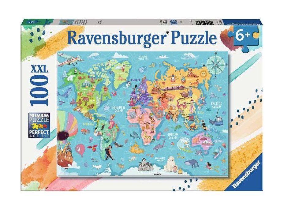 RAVENSBURGER Puzzle Mapa světa XXL 100 dílků