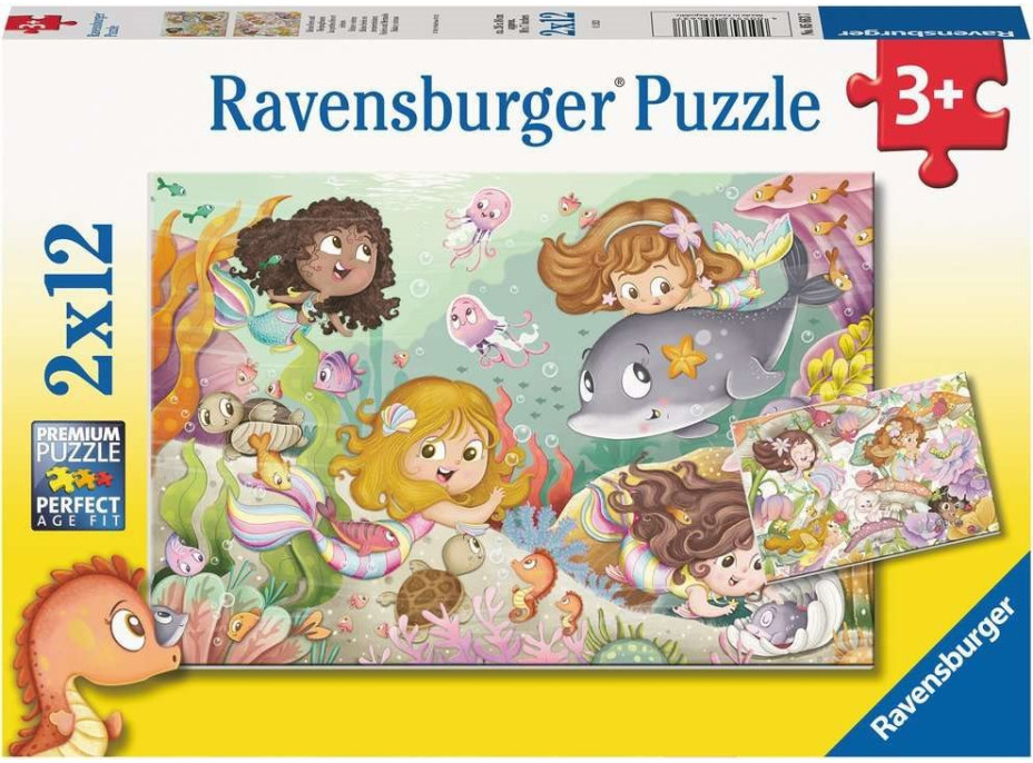 RAVENSBURGER Puzzle Víly a mořské panny 2x12 dílků