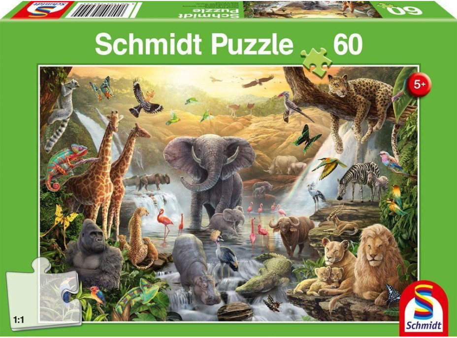 SCHMIDT Puzzle Zvířata v Africe 60 dílků