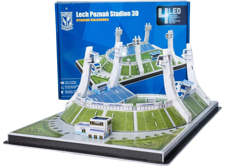 STADIUM 3D REPLICA Svítící 3D puzzle Stadion Lech Poznań - FC Lech Poznań 65 dílků