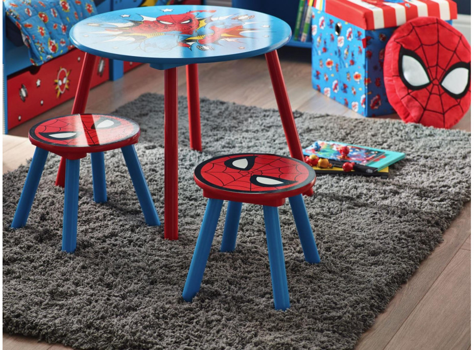 Dětský stoleček se 2 židličkami Spiderman - modrý/červený