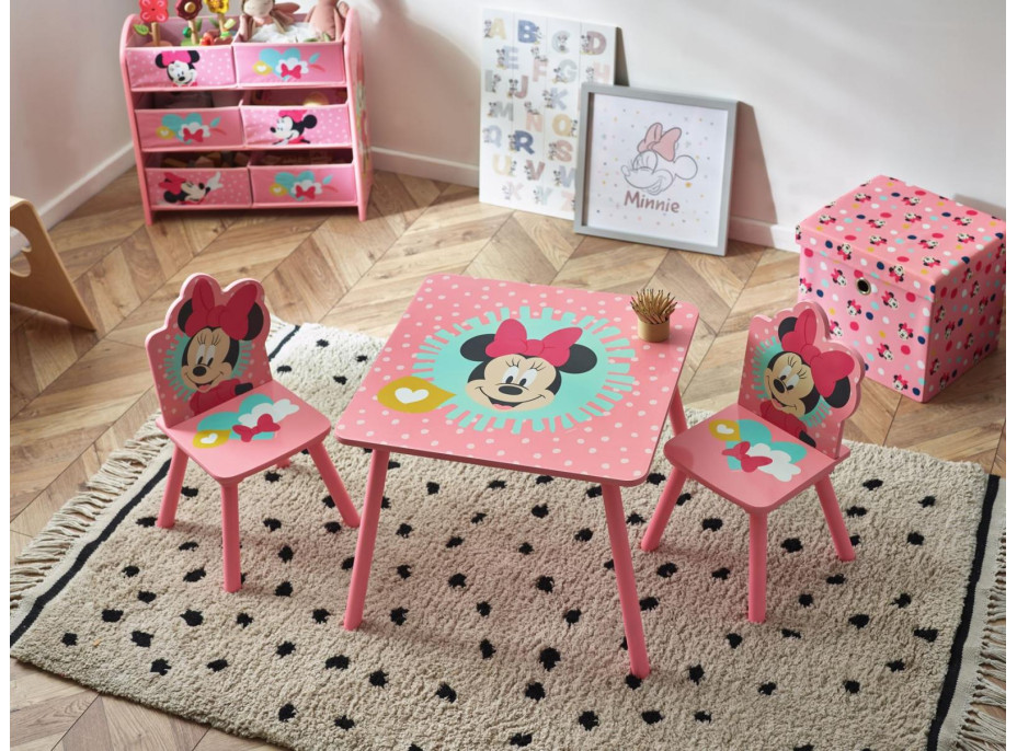 Dětský stoleček se 2 židličkami Myška Minnie - růžový